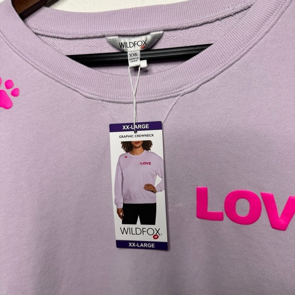 Wildfox Dogs Love Me Crewneck Sweatshirt Pawprint size XXL NWT $108 - Picture 4 of 8